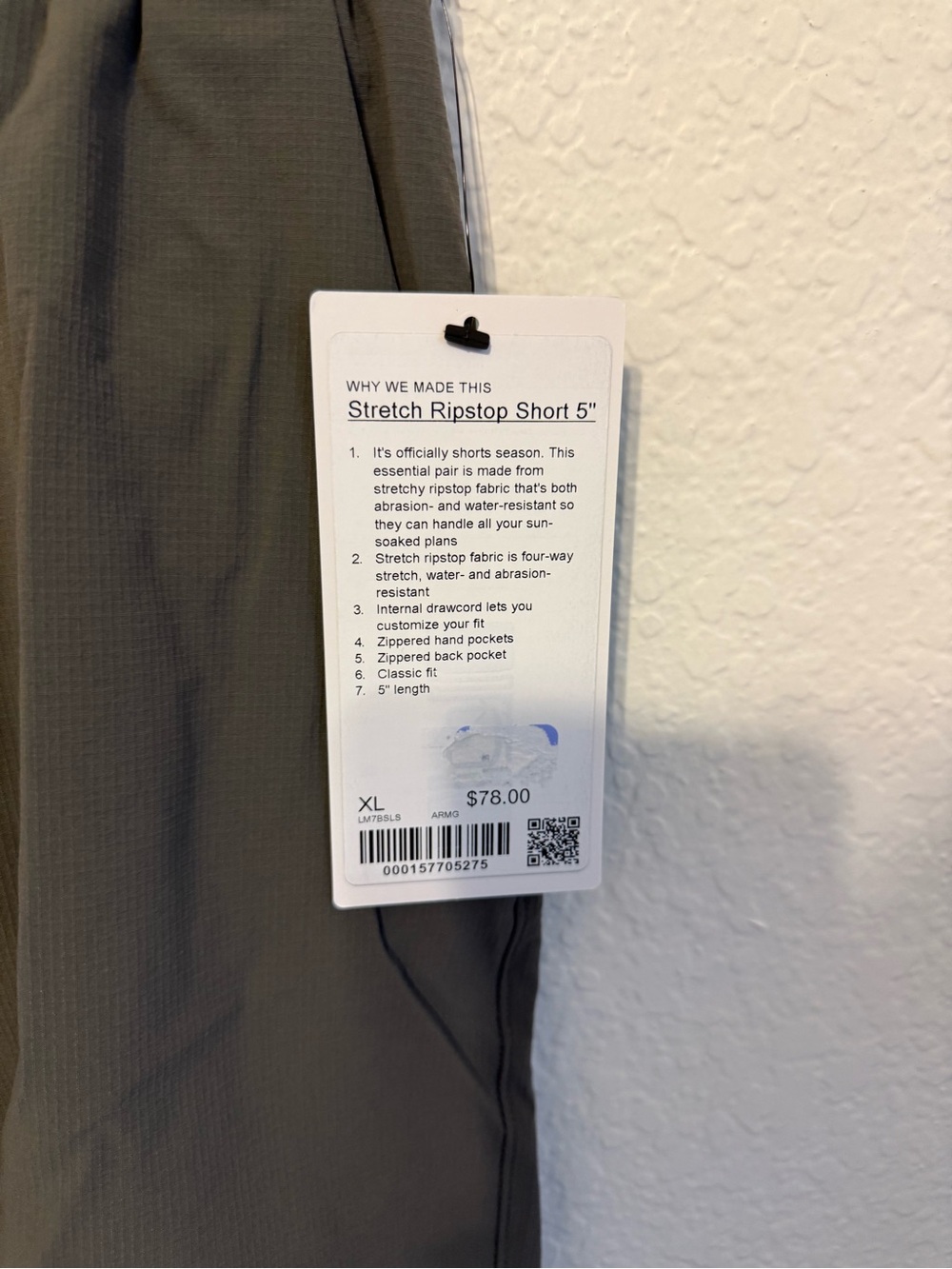 Lululemon Men’s Strech Ripstop Short 5” Olive Green - Picture 2 of 6